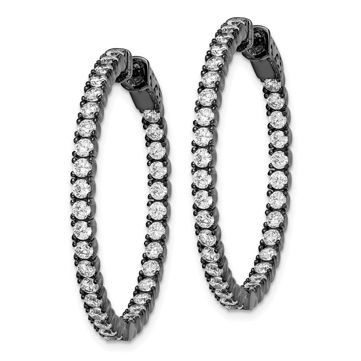 Sterling Silver CZ Round Hoop Earrings