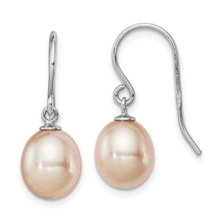 Sterling Silver Pink Pearl Drop Hook Earrings