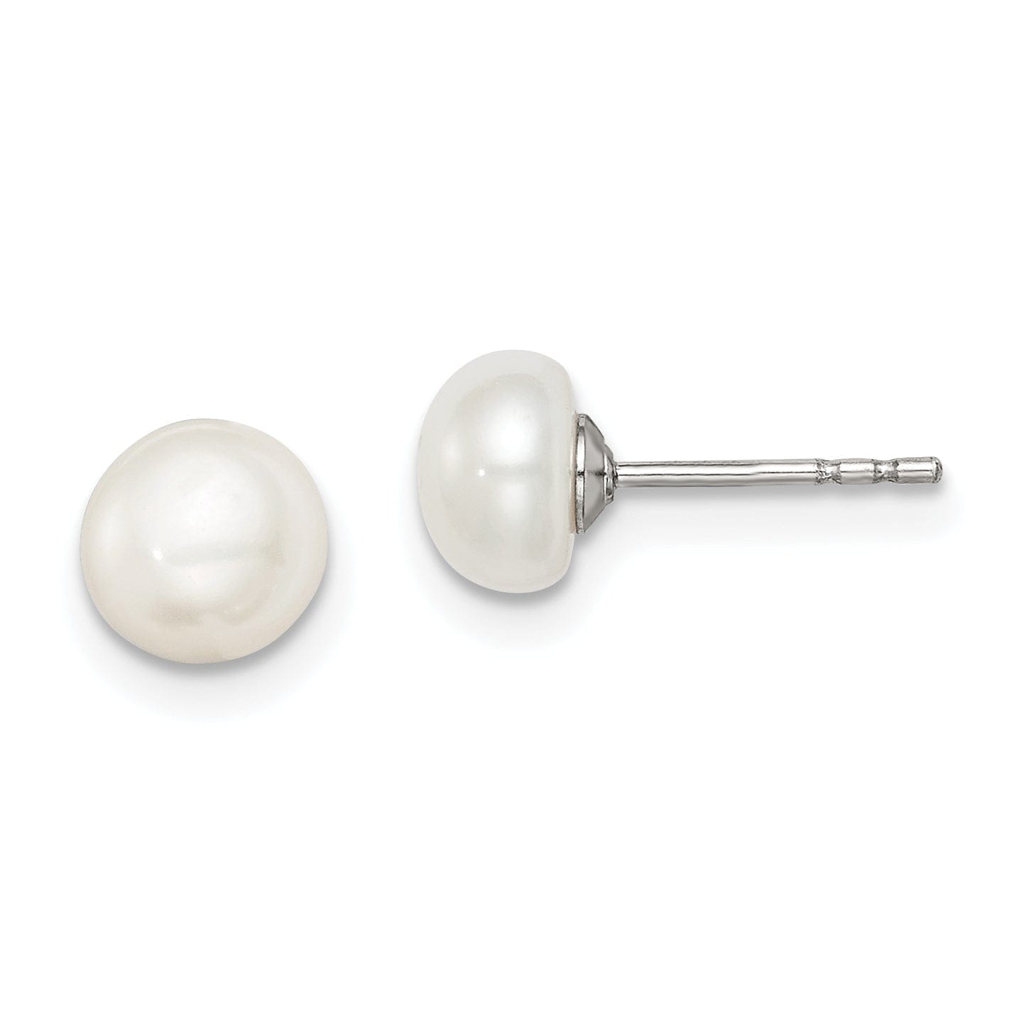 Silver White Fresh Water Cultured Pearl Earring