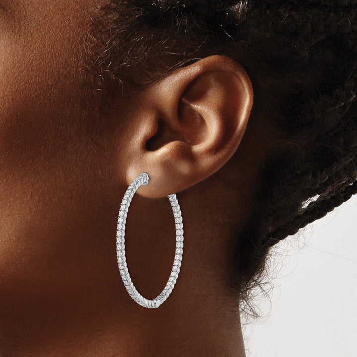 Sterling Silver CZ Hoop Earrings