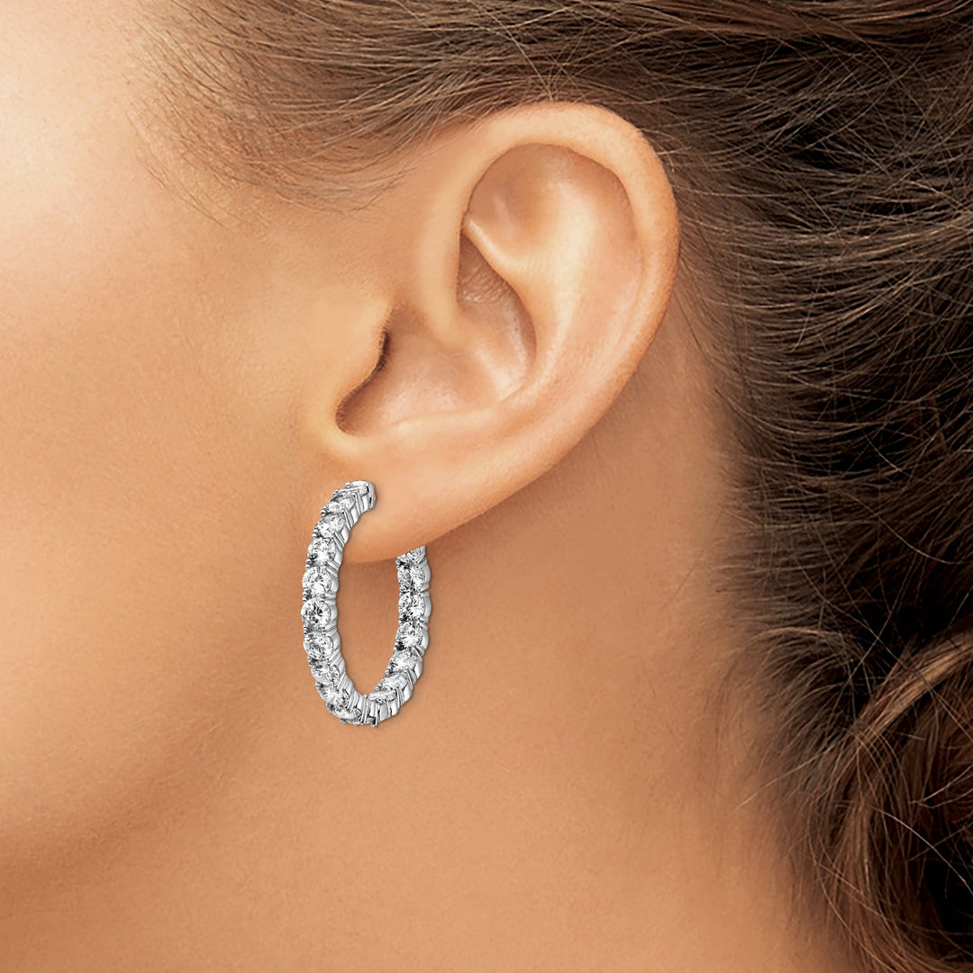 Sterling Silver CZ Hoop Earrings