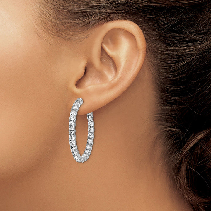 Sterling Silver CZ Hoop Earrings