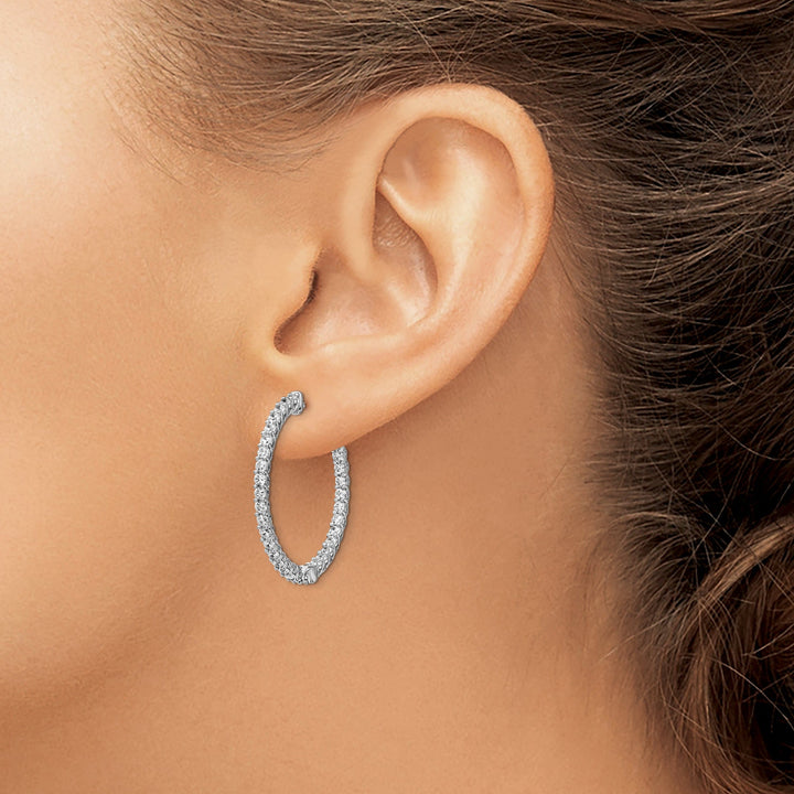 Sterling Silver CZ Hoop Earrings