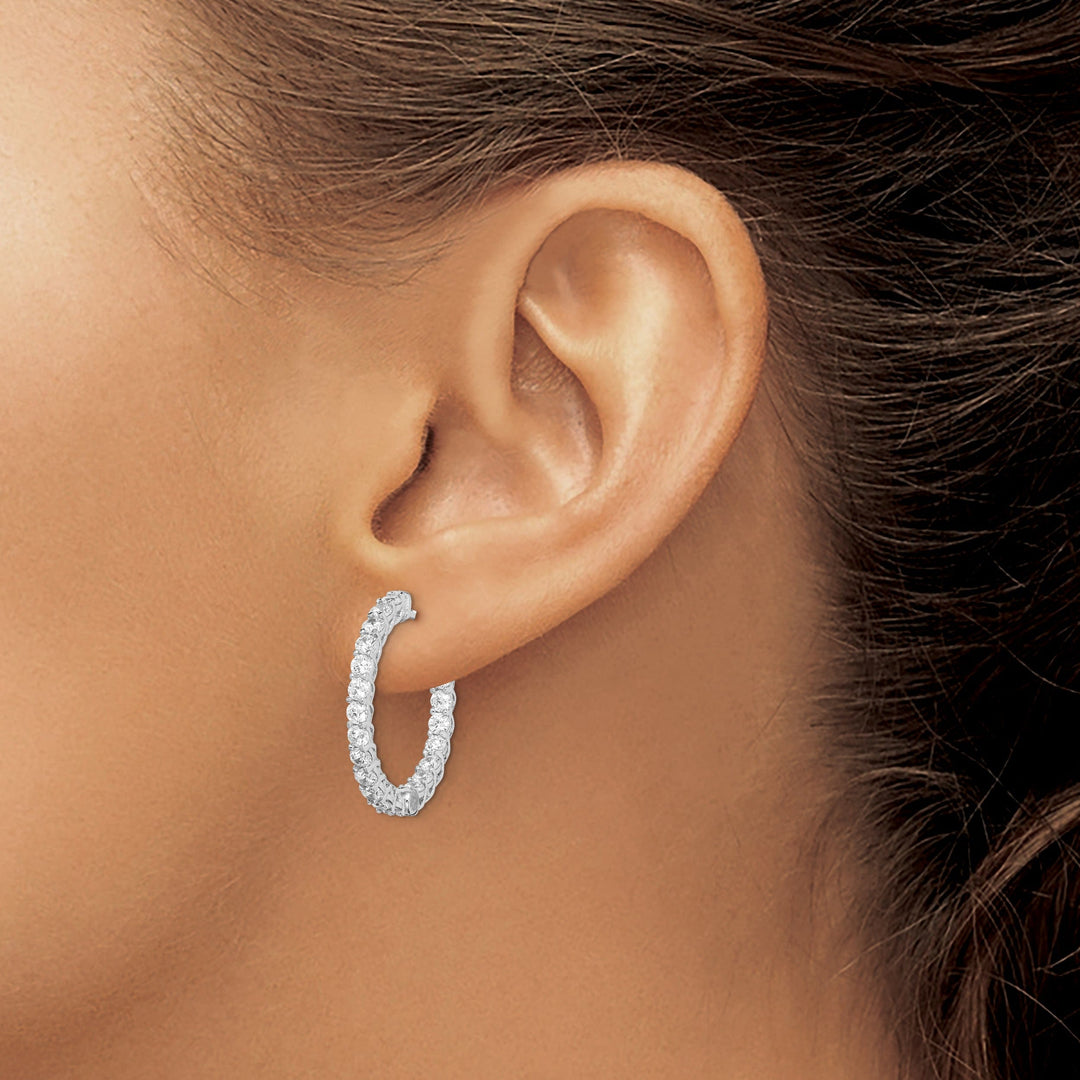 Sterling Silver CZ Hoop Earrings