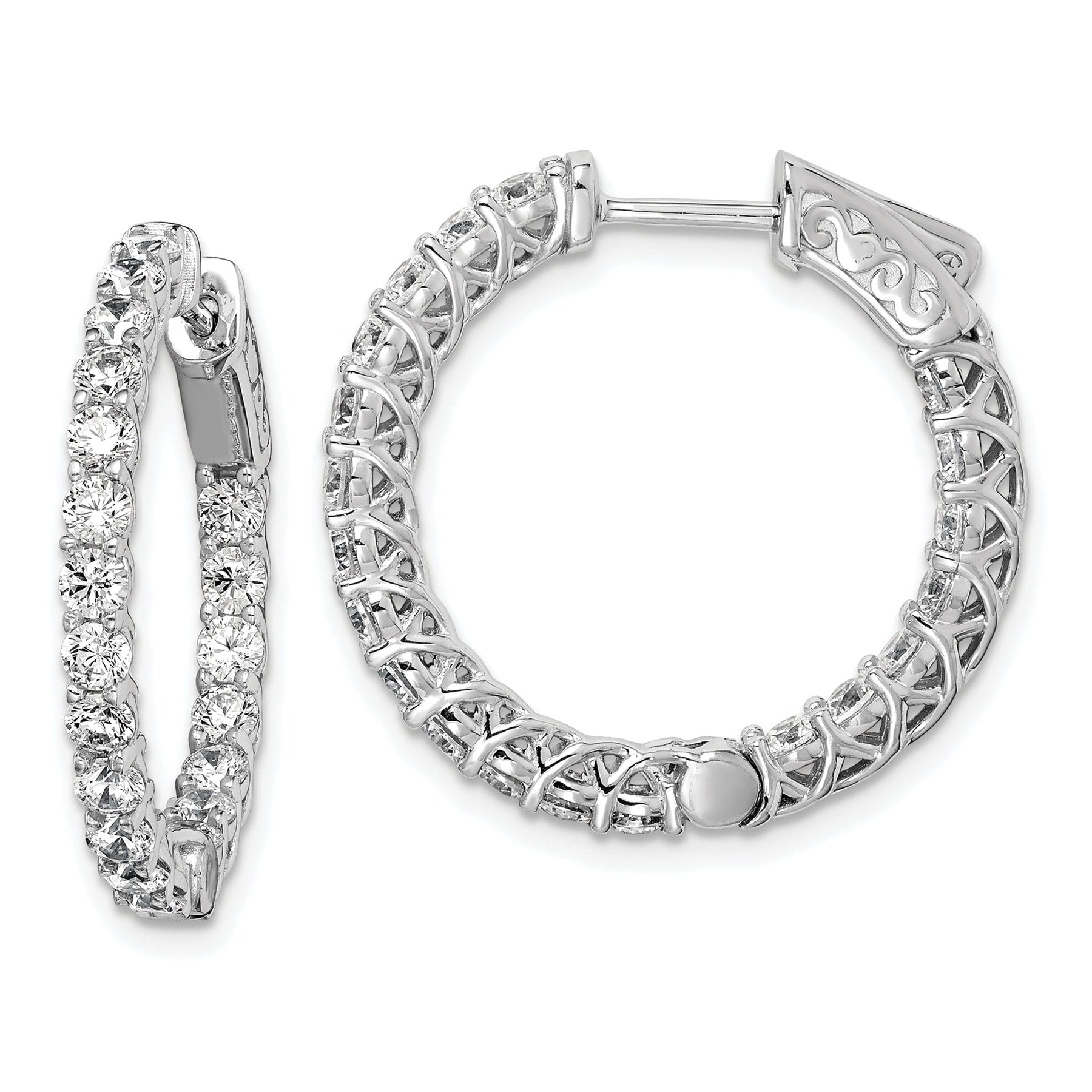 Sterling Silver CZ Hoop Earrings