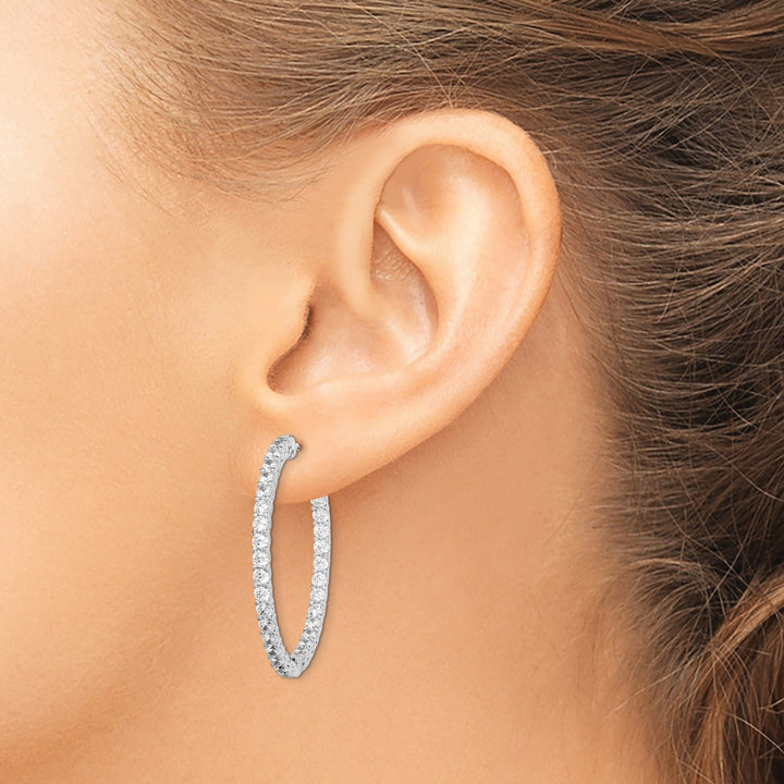 Sterling Silver CZ Hoop Earrings