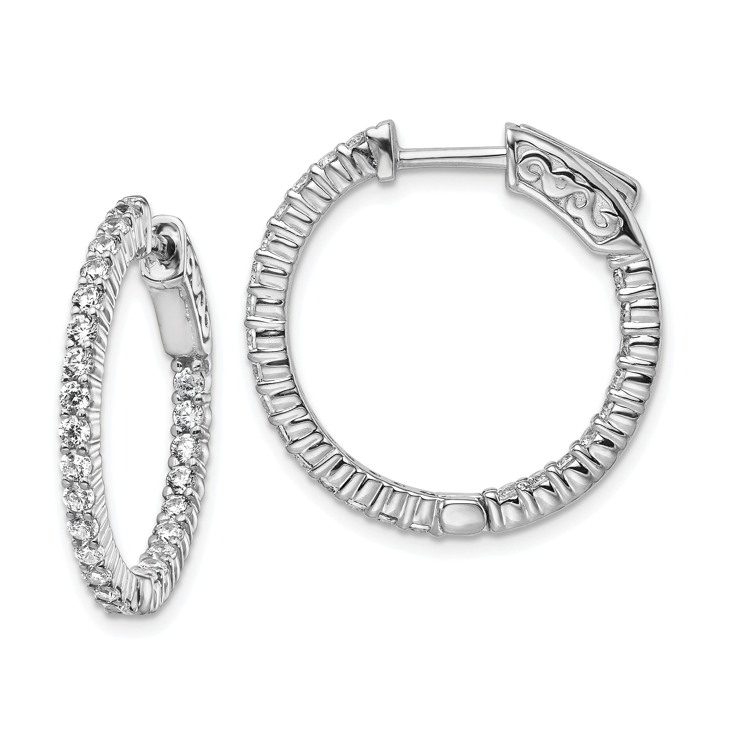 Sterling Silver CZ Hoop Earrings