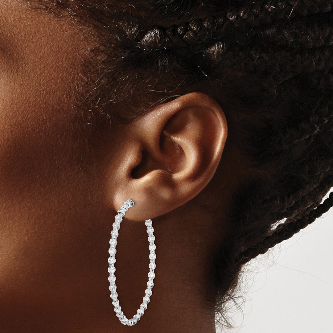 Sterling Silver CZ Hoop Earrings