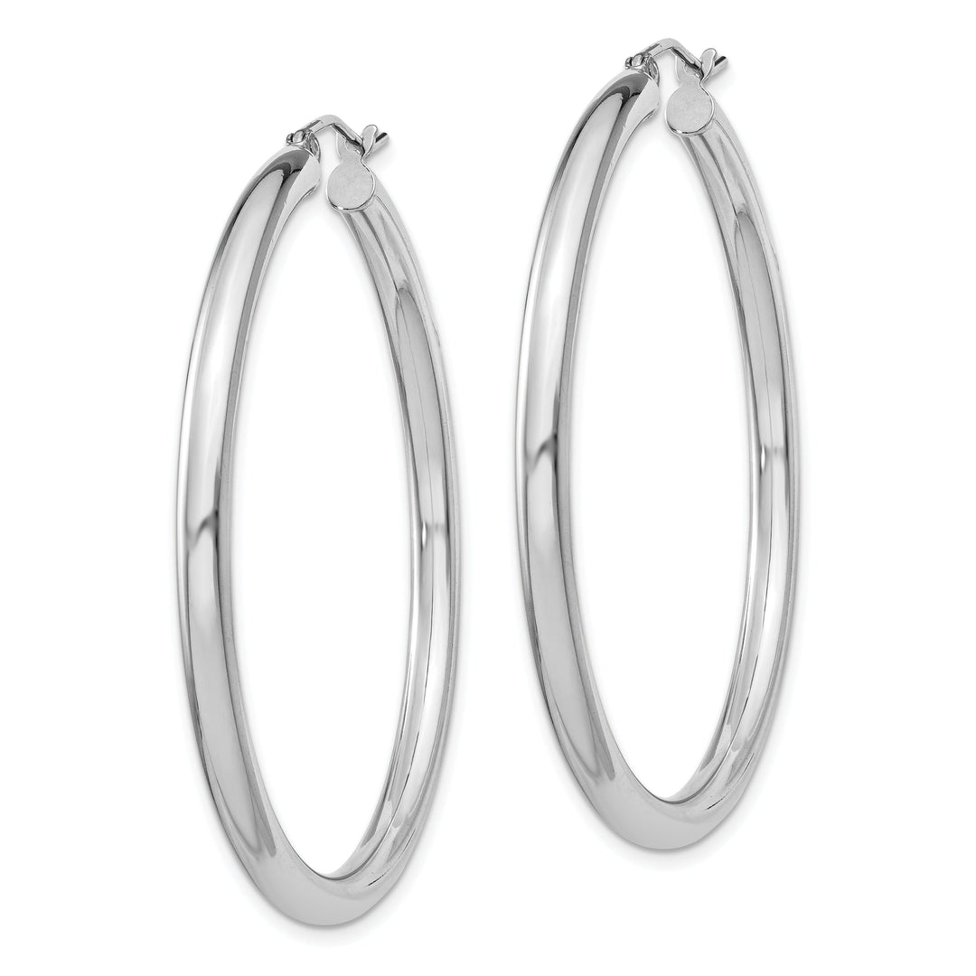 Silver Hollow Round Hoop Hinged Earrings