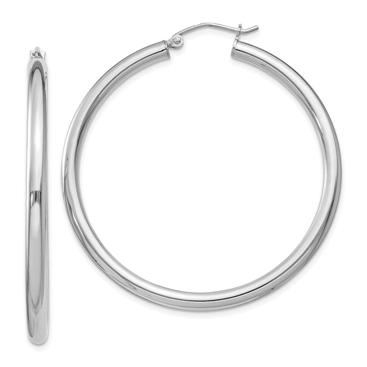 Silver Hollow Round Hoop Hinged Earrings