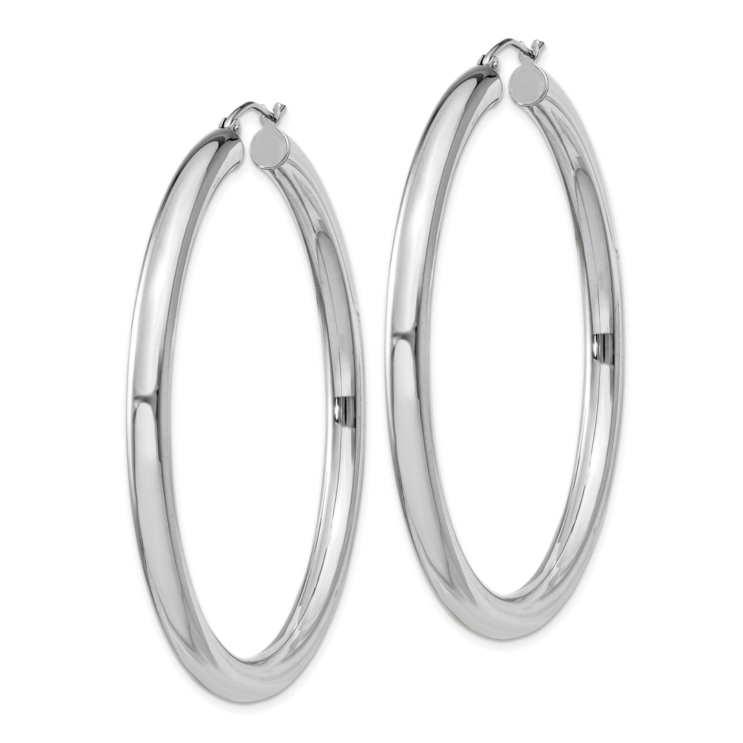 Silver Hollow Round Hoop Hinged Earrings