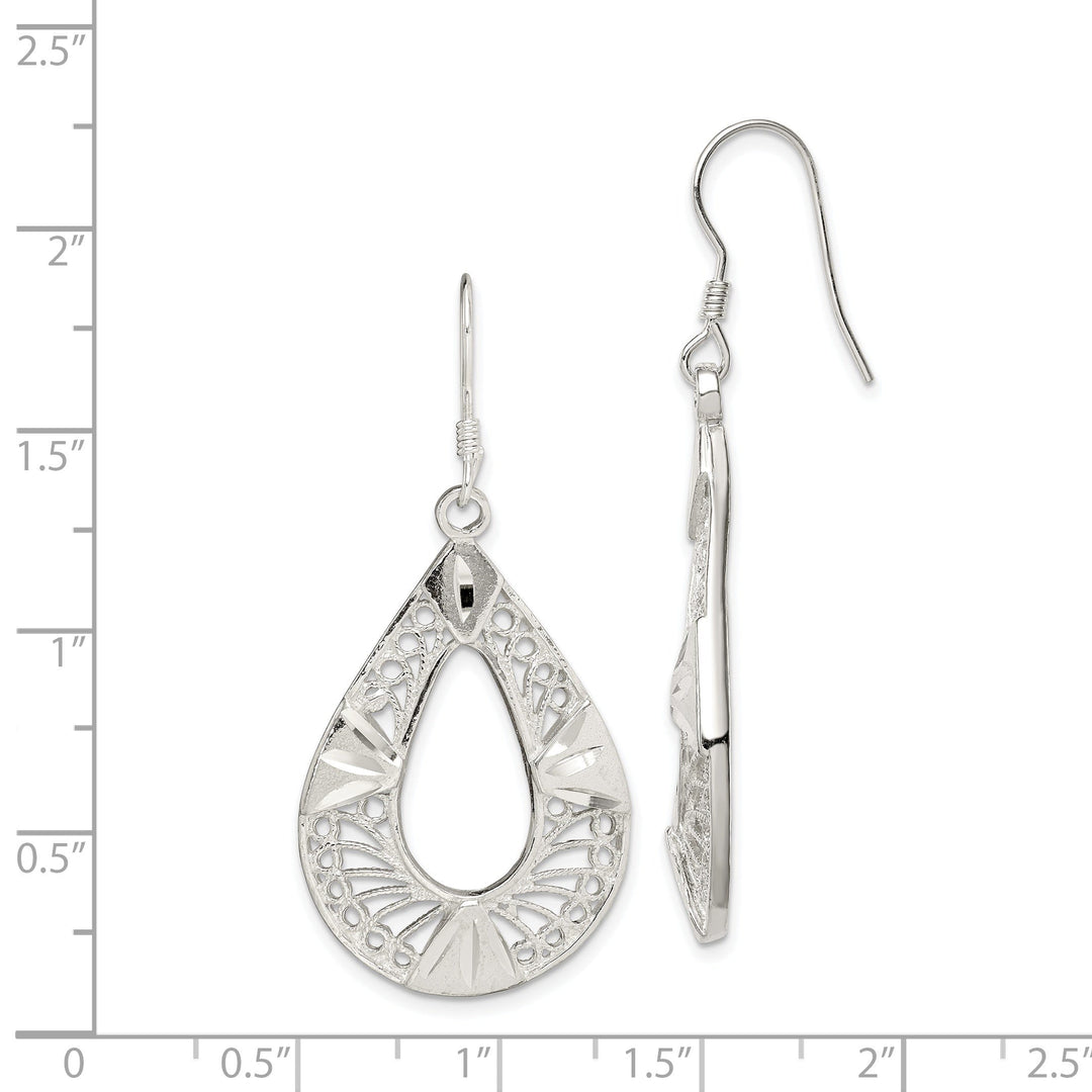 Sterling Silver Filigree Dangle Hook Earrings