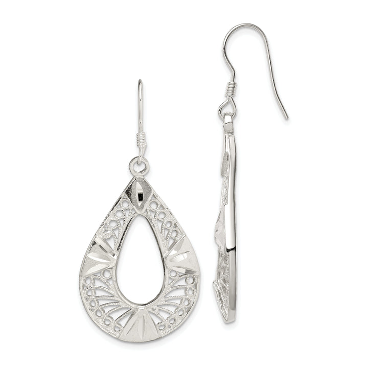 Sterling Silver Filigree Dangle Hook Earrings