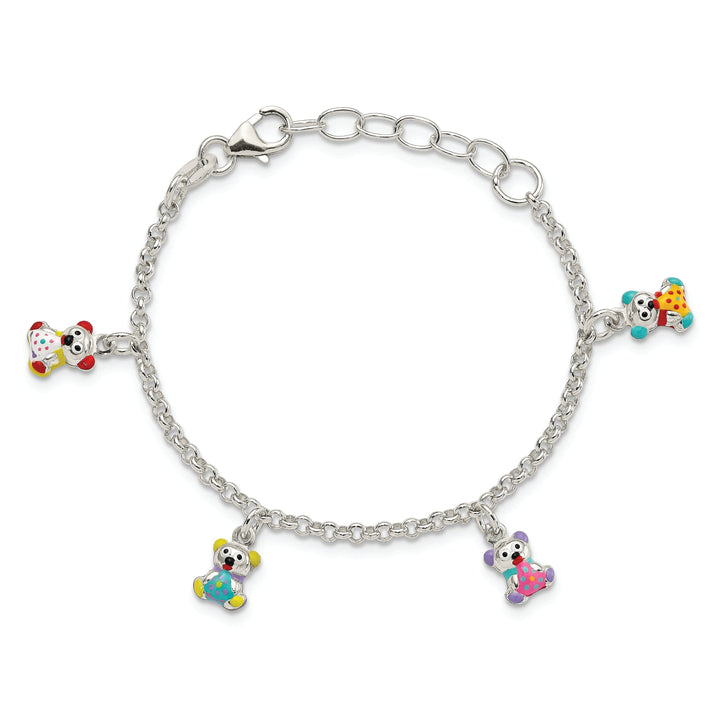 Silver Polish Enamel Bear Child Charm Bracelet