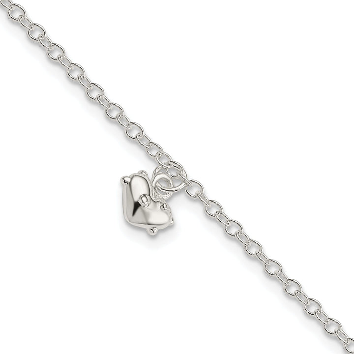 Silver Childrens Dangle 3-D Heart Bracelet