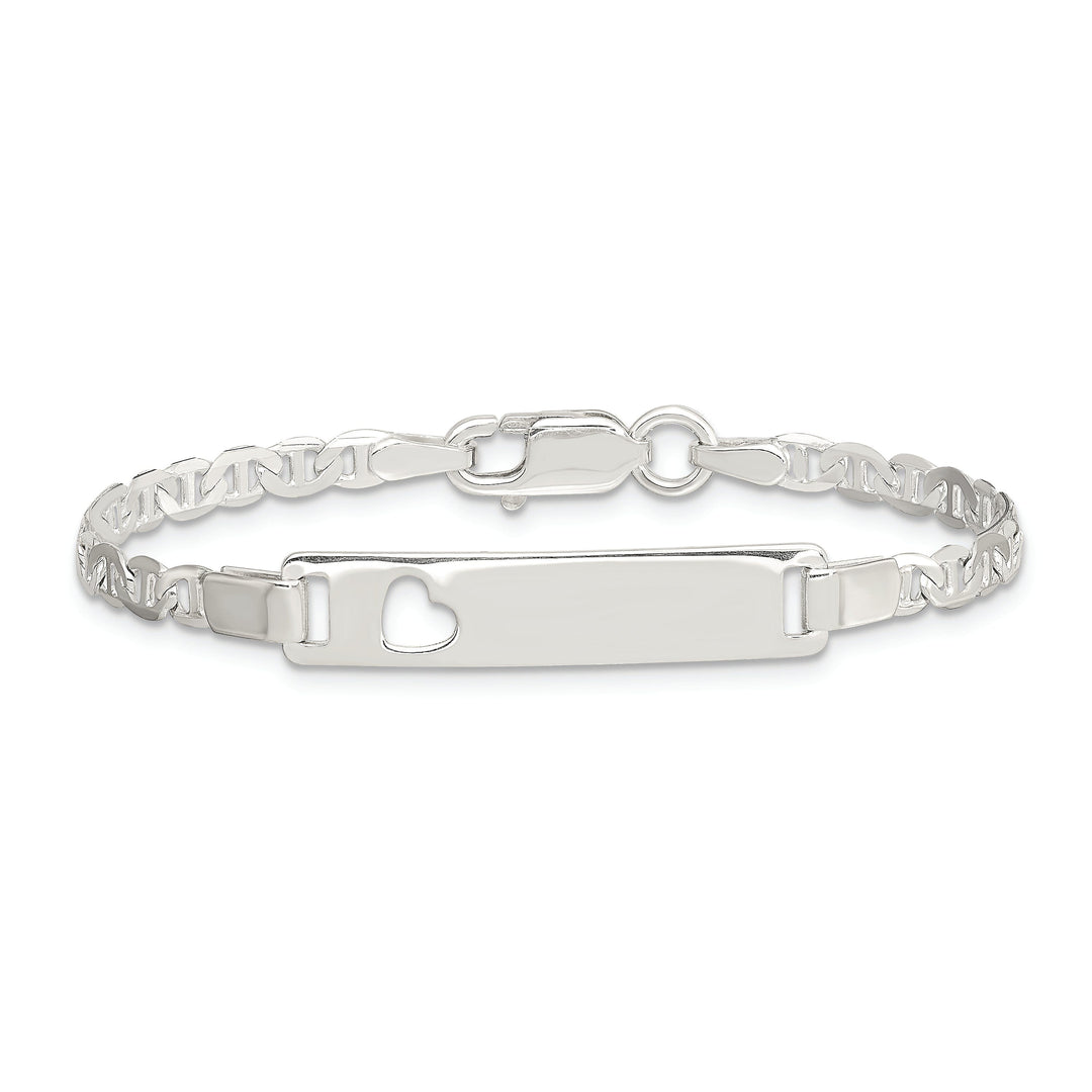 Silver Engravable Baby ID Cutout Heart Bracelet