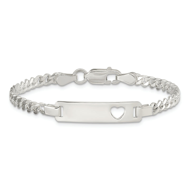 Silver Engravable Baby ID Cutout Heart Bracelet