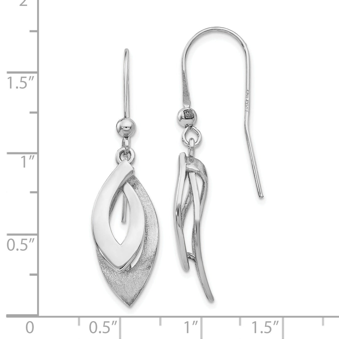 Silver Polished Brushed Shepherd Hook Earrings