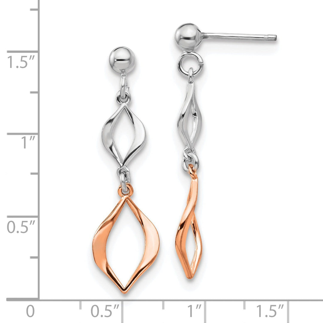 Silver and Rose Gold-tone Dangle Earrings