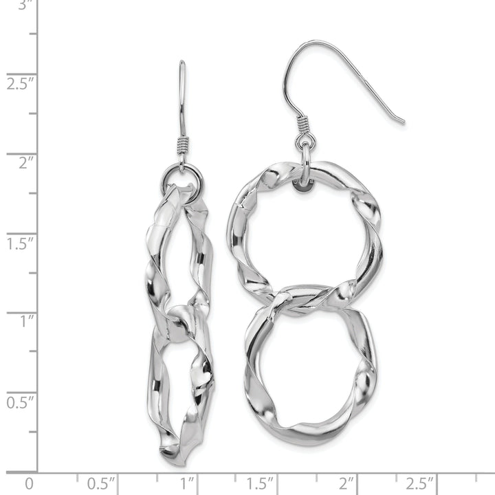 Silver Polished Twisted Circles Dangle Earrings