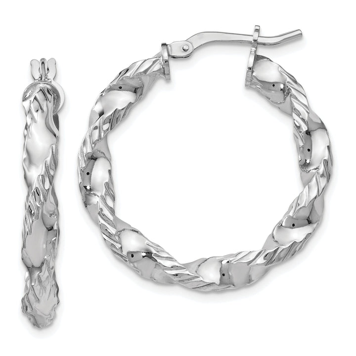 Sterling Silver Twisted Hinged Hoop Earrings