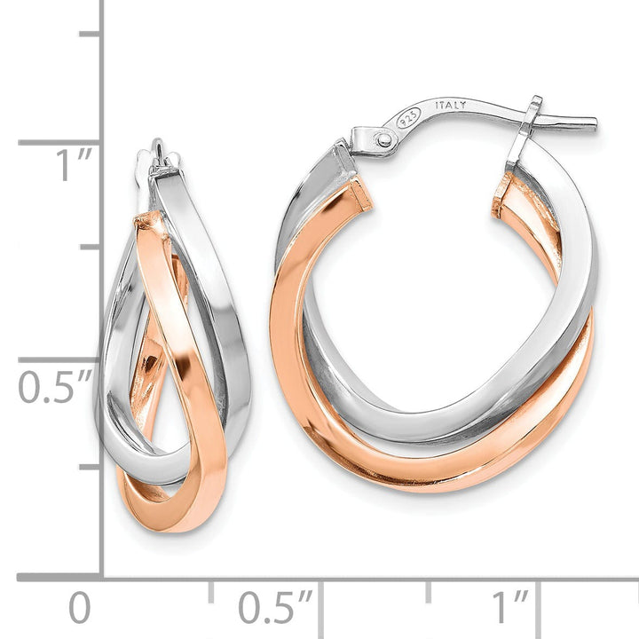 Silver Rose Gold-tone double Hoop Earrings