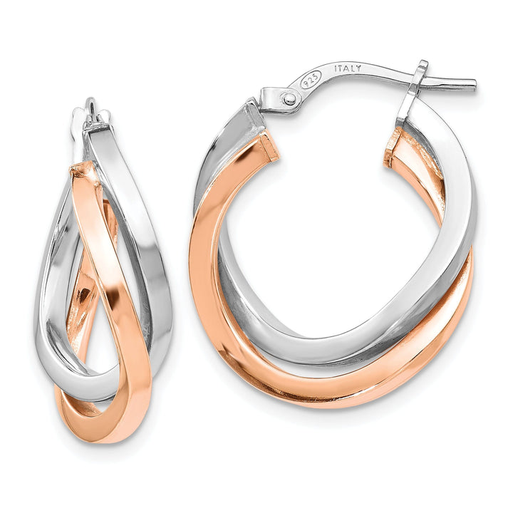 Silver Rose Gold-tone double Hoop Earrings