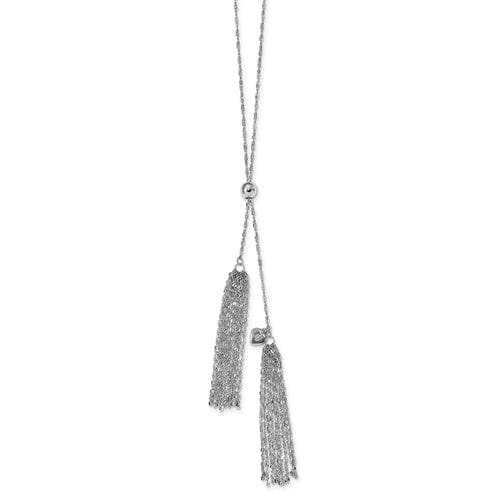 Silver Polished Adjustable Tassle Necklace