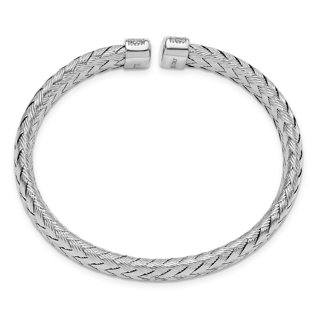 Leslie Sterling Silver C.Z Woven Flexible Cuff