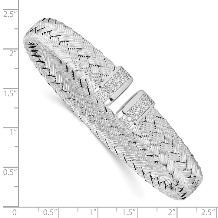 Leslie Sterling Silver C.Z Woven Flexible Cuff