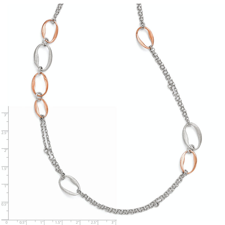 Silver Rose Gold-plate Scratch 2-Chain Necklace