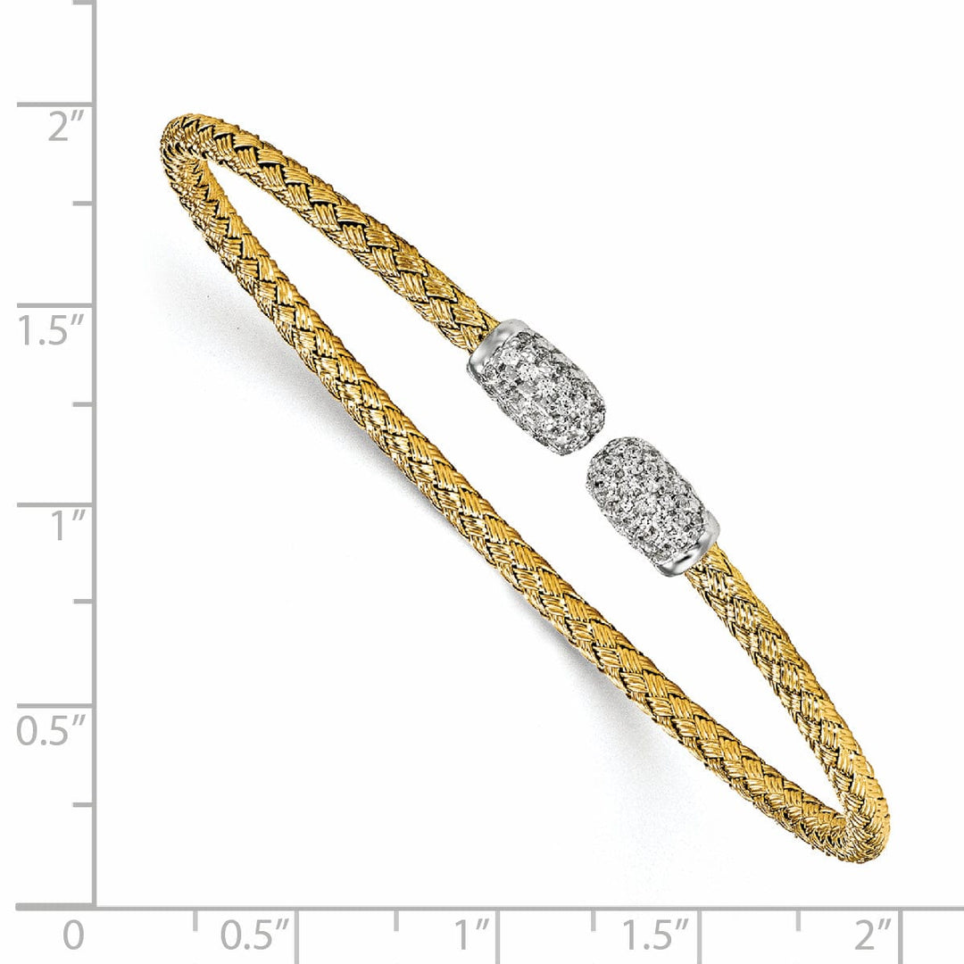 Leslie Sterling Silver Gold-tone C.Z Woven Cuff