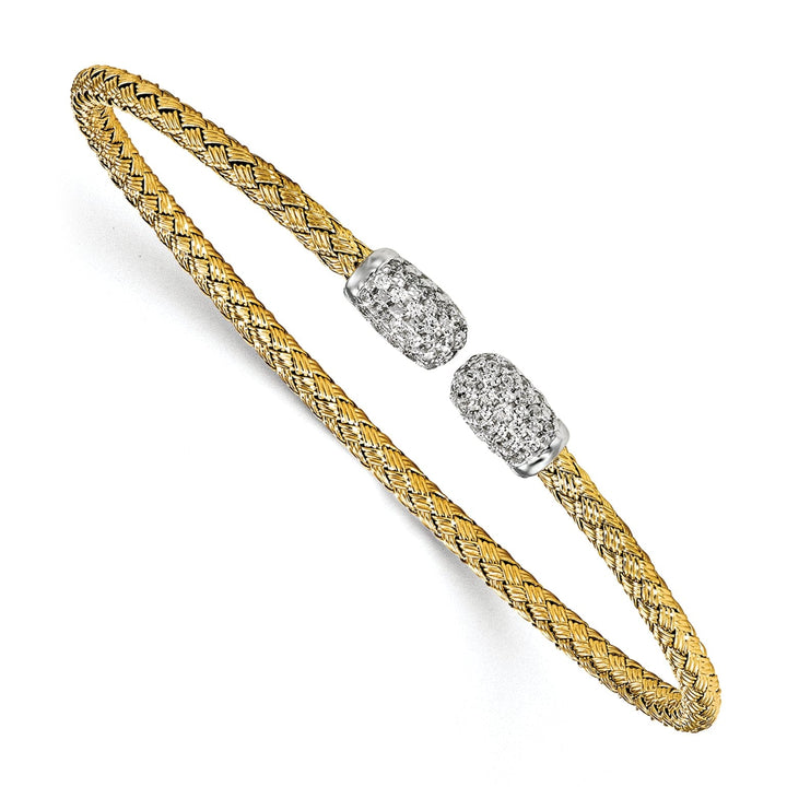 Leslie Sterling Silver Gold-tone C.Z Woven Cuff