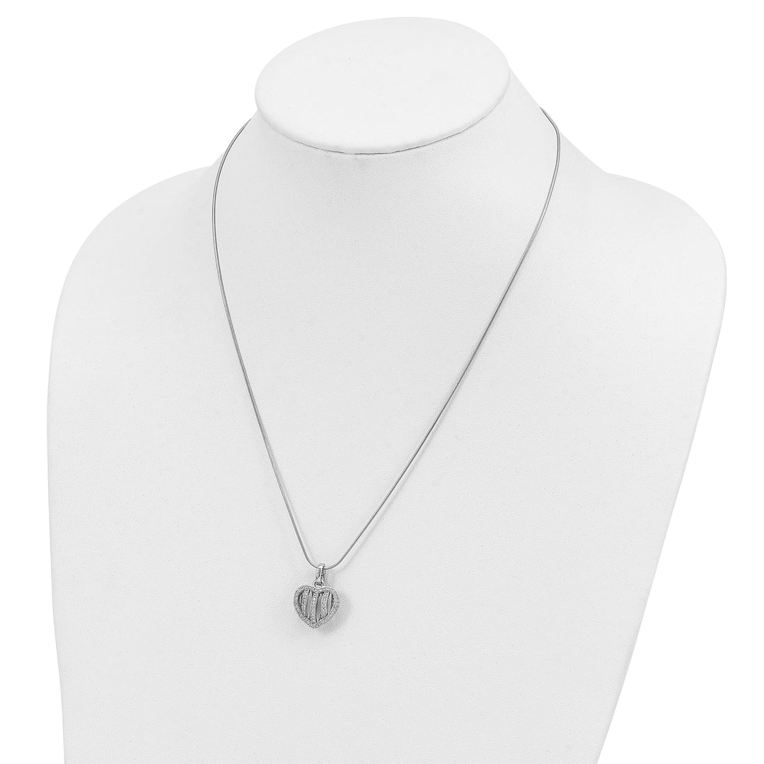 Sterling Silver Cubic Zirconia Heart Necklace