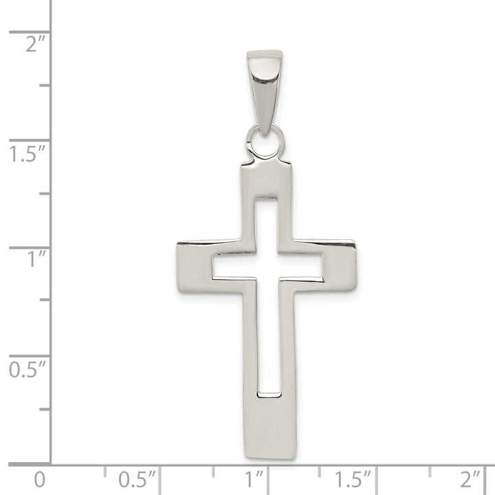 Silver Polished Design Latin Cross Pendant