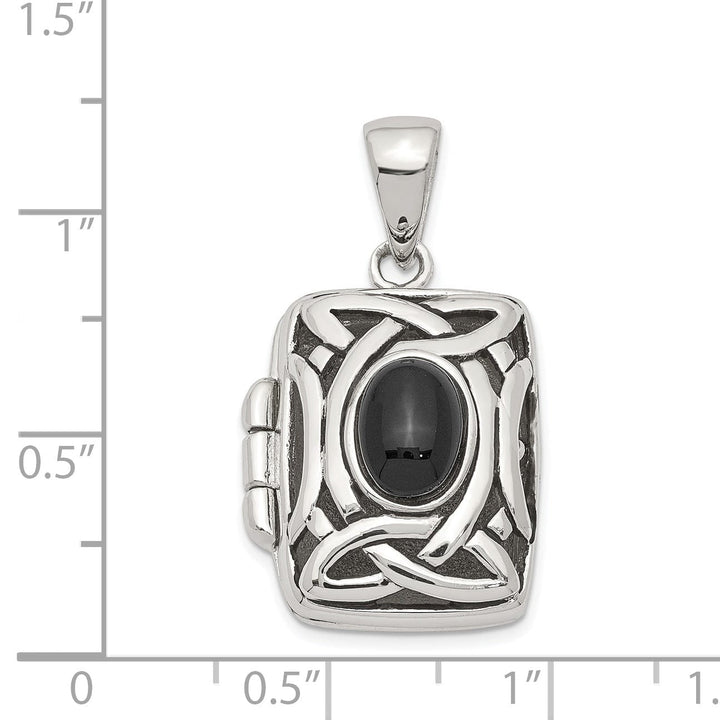 Sterling Silver Rhodium-plated Onyx Locket