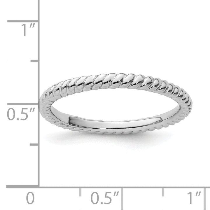 Sterling Silver Rhodium Twisted Ring