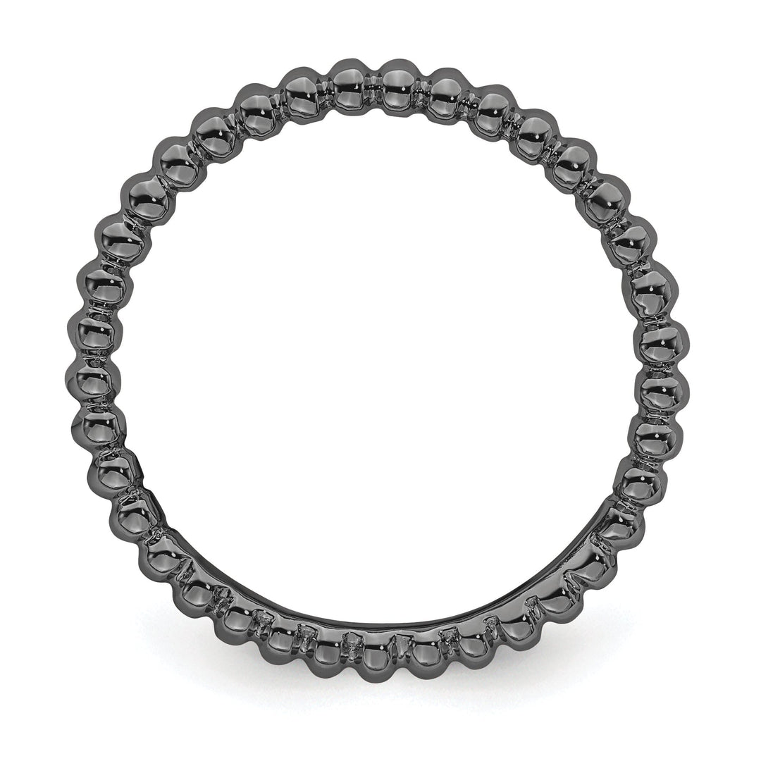 Sterling Silver Black-Plated Beaded Ring