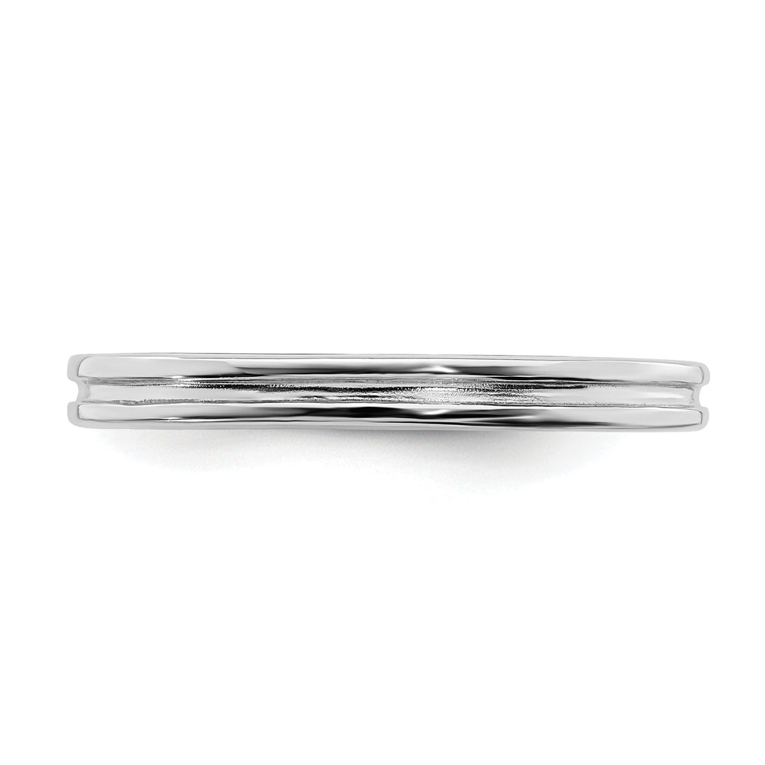 Sterling Silver Rhodium Grooved Ring