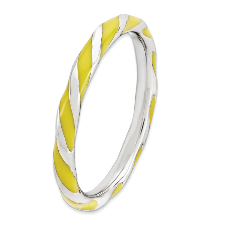 Sterling Silver Yellow Enameled Stackable Ring