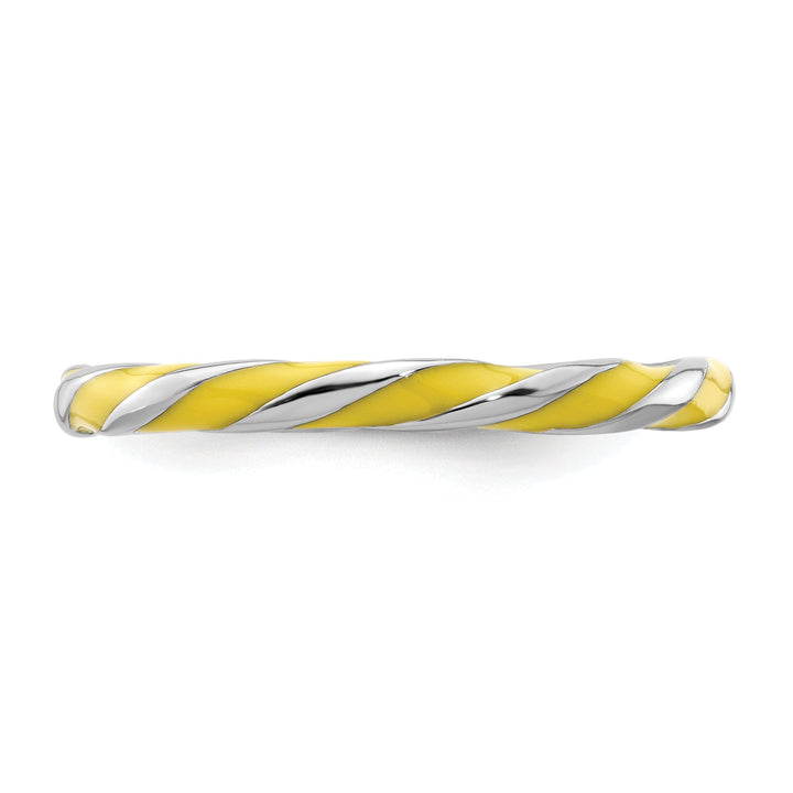 Sterling Silver Yellow Enameled Stackable Ring