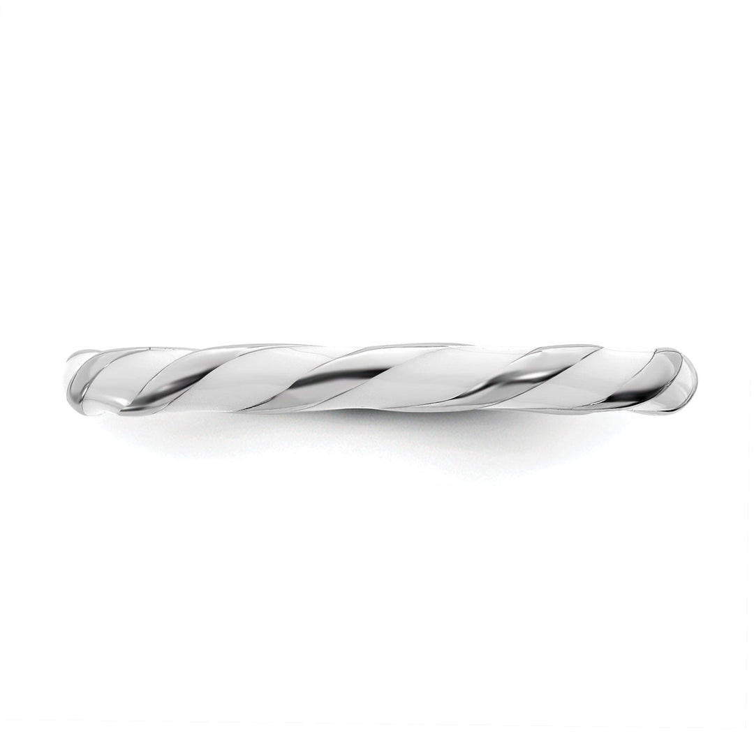 Sterling Silver White Enameled Stackable Ring