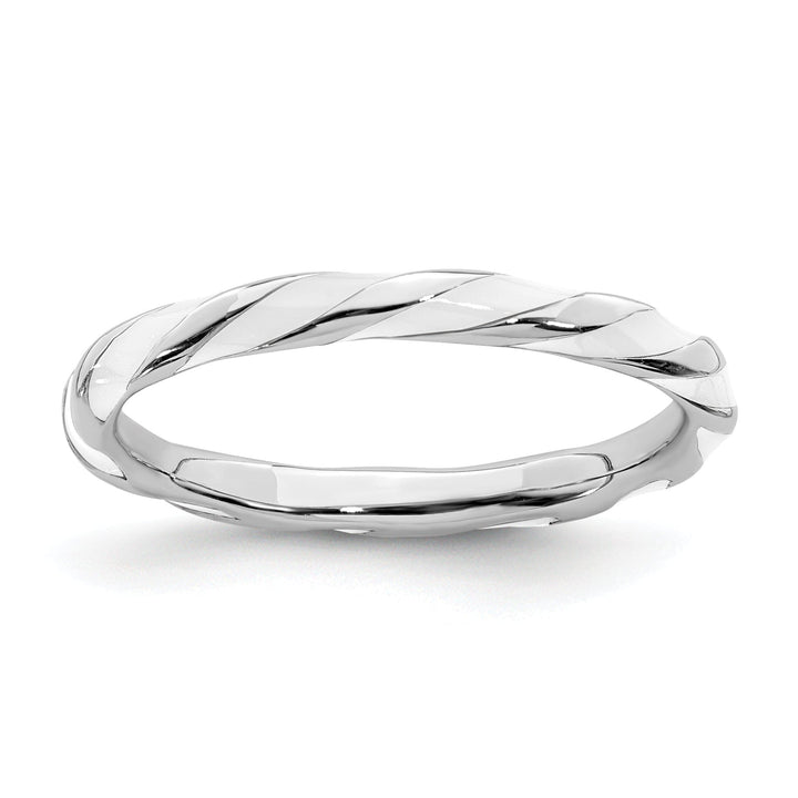 Sterling Silver White Enameled Stackable Ring