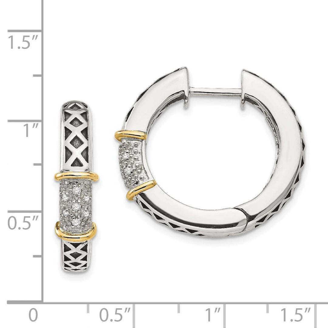 Sterling Silver Gold Diamond Hinged Hoop Earrings