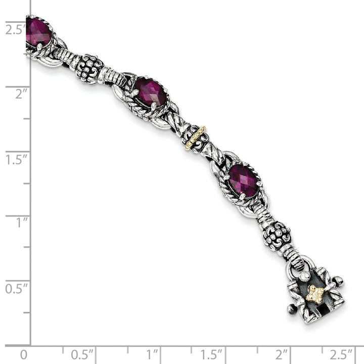 Sterling Silver Gold Rhodolite Garnet Bracelet