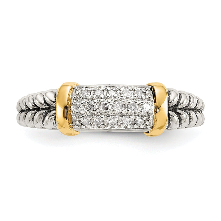 Sterling Silver Gold 1/8 Carat Diamond Ring