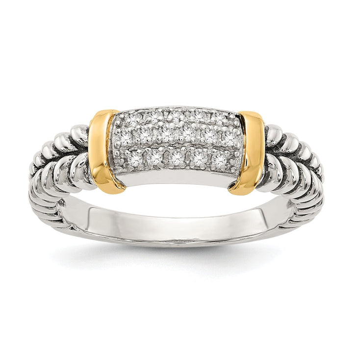 Sterling Silver Gold 1/8 Carat Diamond Ring