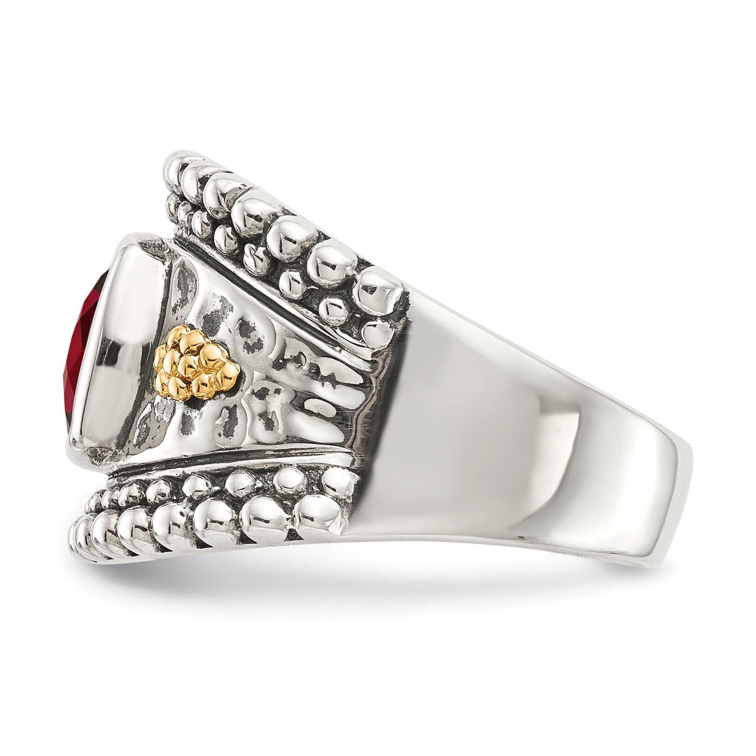 Sterling Silver Gold Garnet Ring