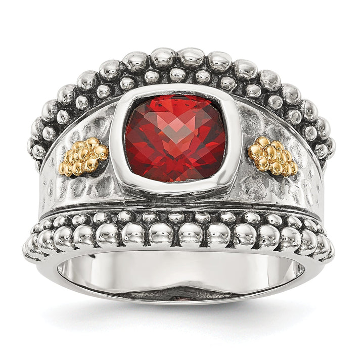 Sterling Silver Gold Garnet Ring