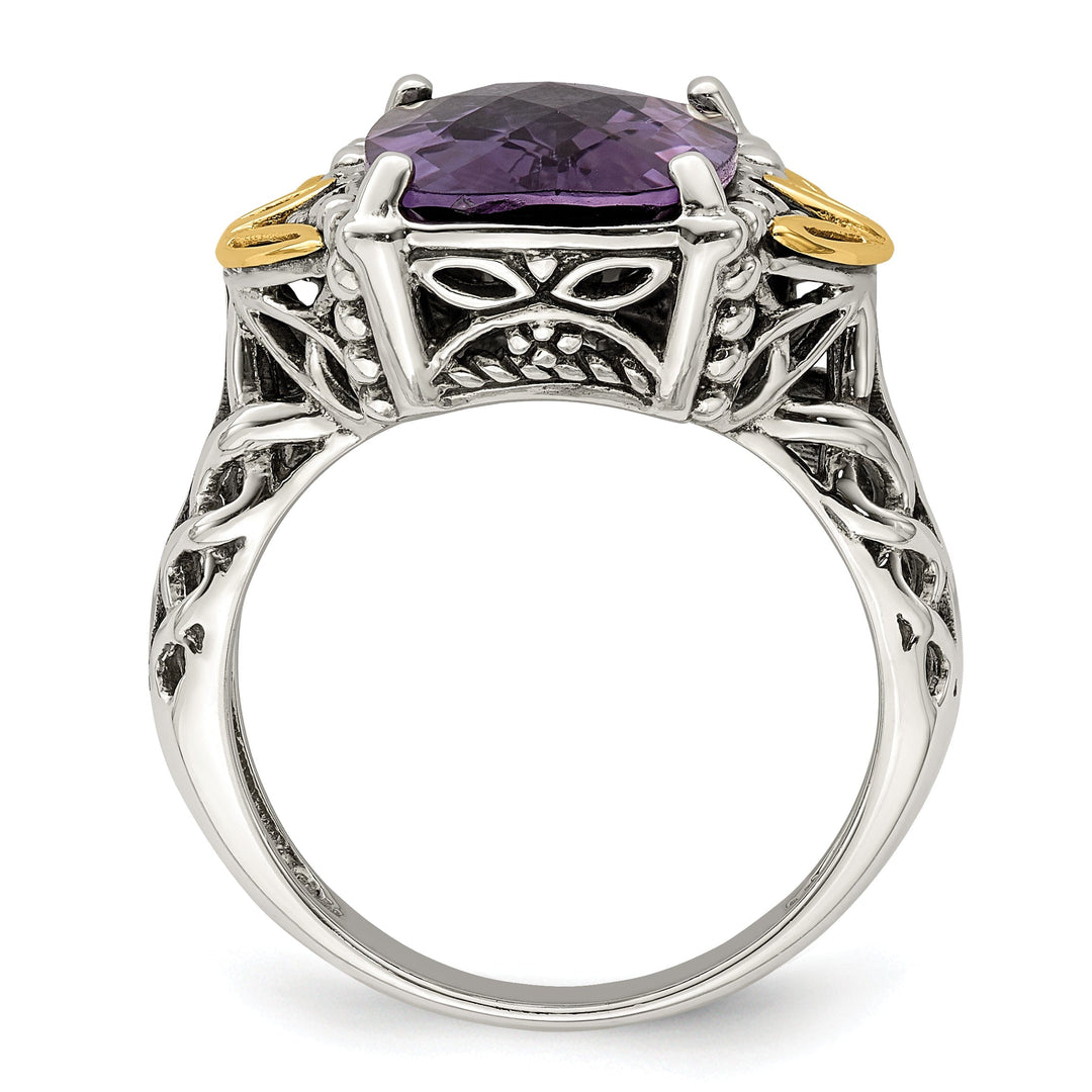 Sterling Silver Gold Amethyst Ring